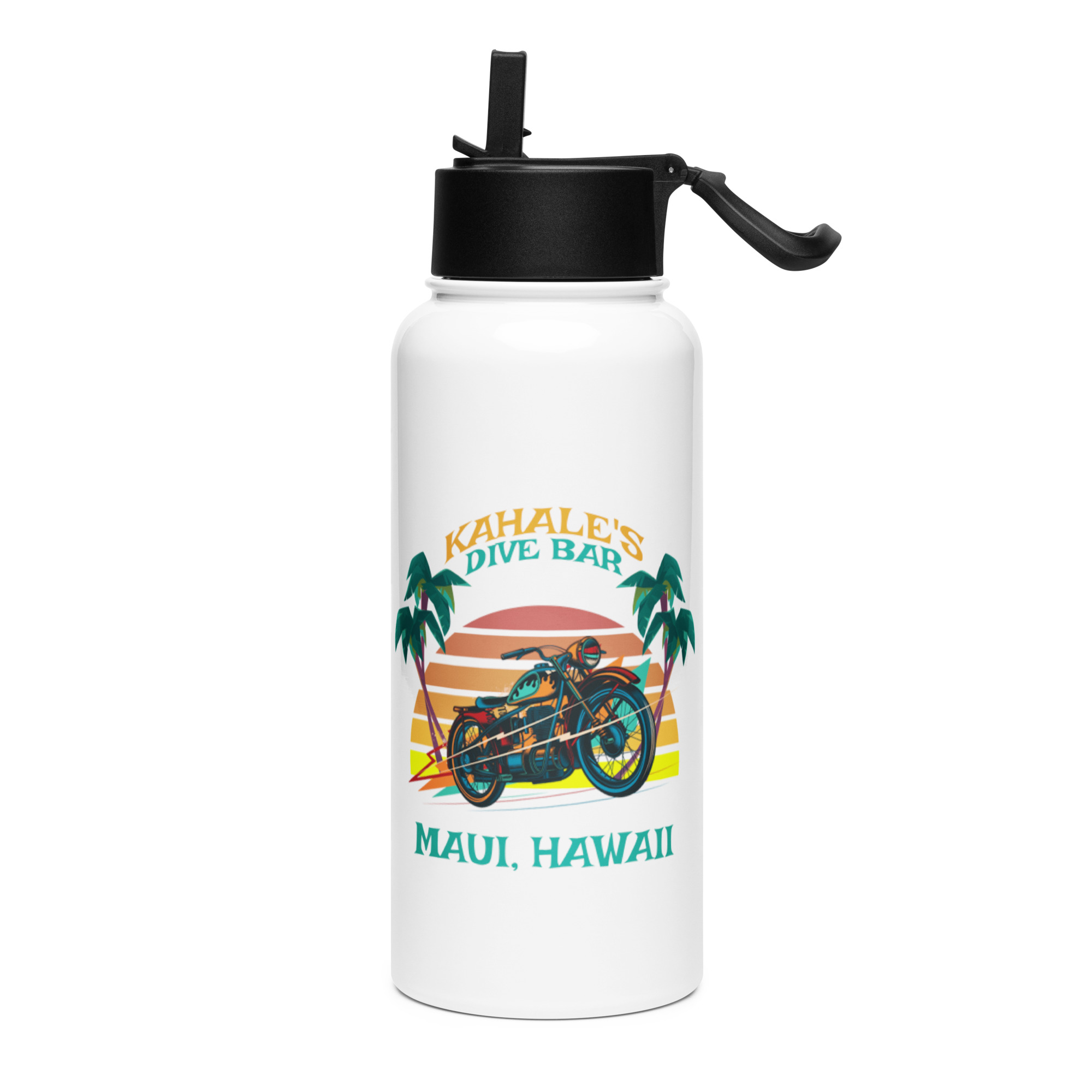 Kahale's Heritage Stainless steel water bottle with a straw lid